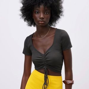 ZARA RUCHED RIBBED TOP